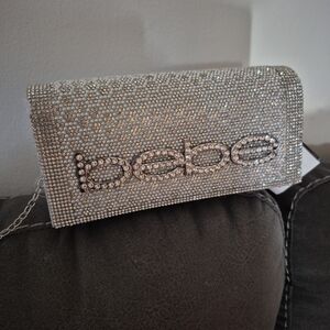 Bebe Sparkling Silver Clutch